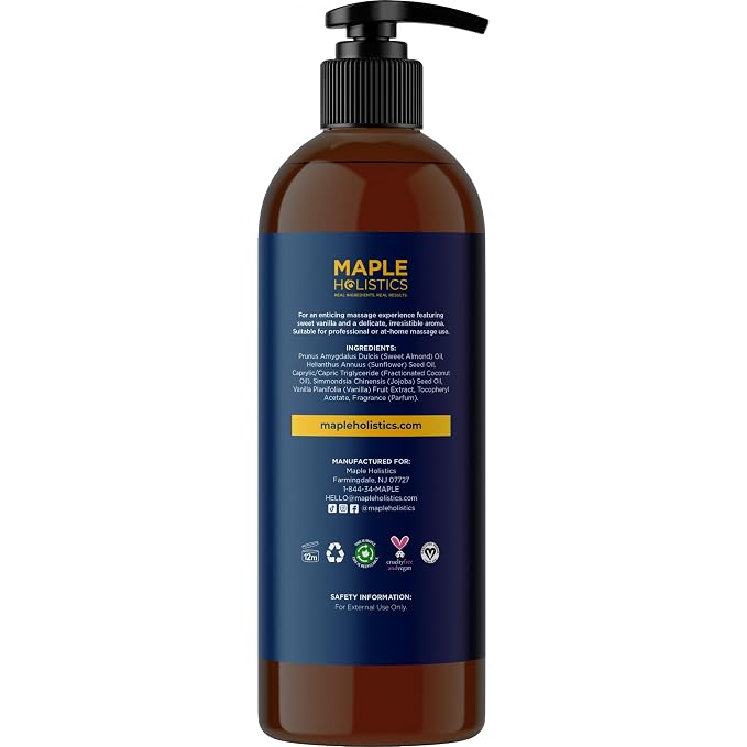 Luxurious Vanilla & Relaxing Muscle Massage Oil Set - Aromatherapy Full Body Massage Oil for Couples Bundle with Naturally Scented Vegan & Non GMO Ingredients (8 Fl Oz Each)
