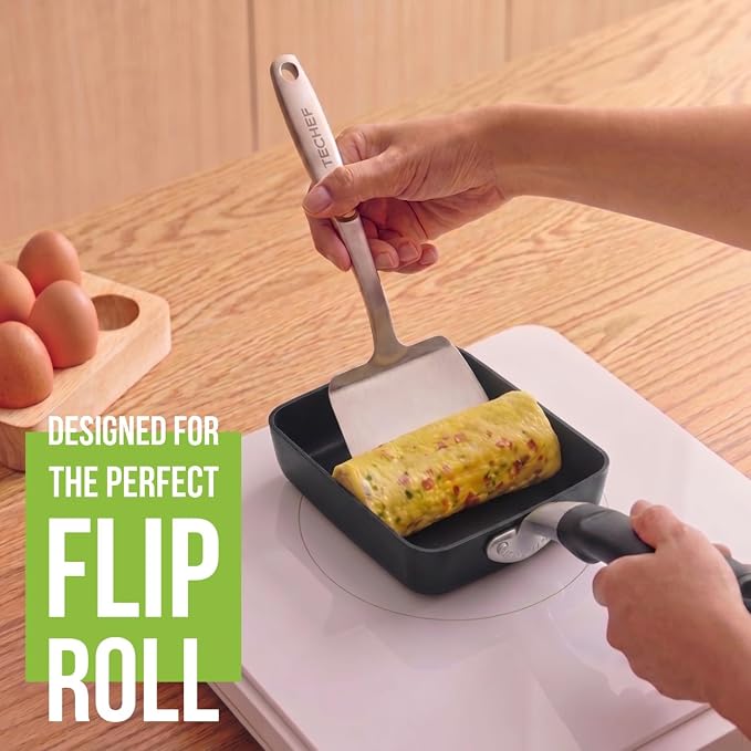 TECHEF - Tamagoyaki Japanese Omelette Pan/Egg Pan Skillet, PFOA-Free, Dishwasher Safe, Induction-Ready, Made in Korea (Black/Medium)