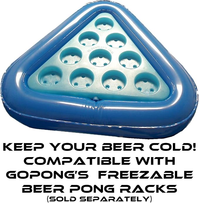 GoPong Pool Pong Rack Floating Beer Pong Set, Includes 2 Rafts and 3 Pong Balls