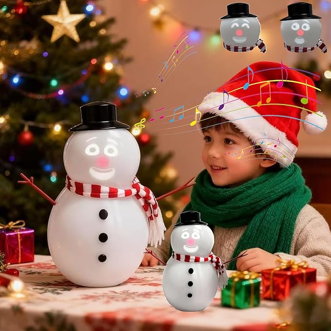 Animated Talking Snowman, Talking Animated Blink Snowman with Built in Projector & Speaker Plug'n Play, Interactive Singing & Dancing Christmas Decoration, USB or Battery Powered (2)