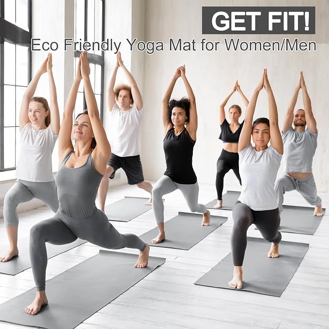 3 mm Thin Yoga Mats Bulk, Lightweight PVC Exercise Mats Non Slip Workout Fitness Pads for Yoga Pilates Stretching Classes Gym Home Studio, Easy to Clean