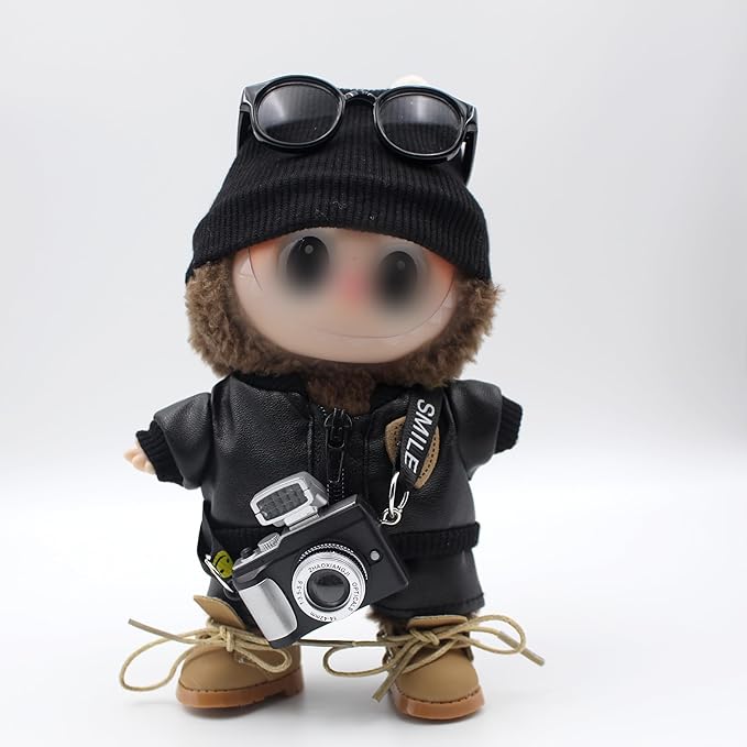 Original Design 17cm Doll Clothes Outfit Set for Labubu Boy with Hat,Jacket,Pants,Glasses,Shoes(NO Doll)