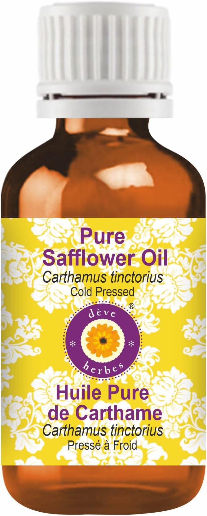 Deve Herbes Pure Safflower Oil (Carthamus tinctorius) Cold Pressed 50ml (1.69 oz)