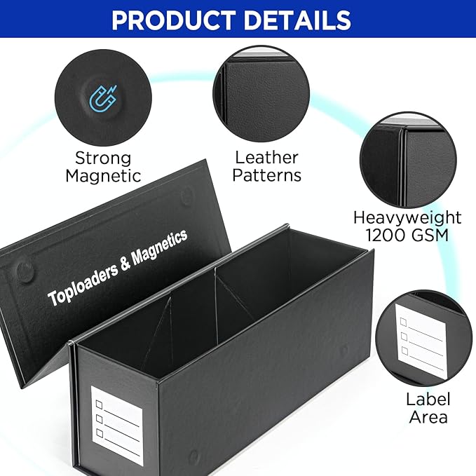Top loaders Storage Box for Trading Cards, Vertical Magnetic Closure Sports Card Storage Box, Fit Loose Cards, Top loaders, Magnetic Card Holders