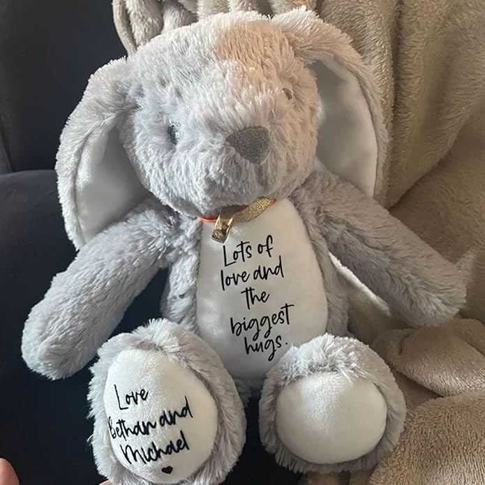 Custom Plush Bunny Keepsake Toy Hold Me Close Worry Hug Rabbit Personalized Stuffed Animal Doll Baby Shower Birthday Gift