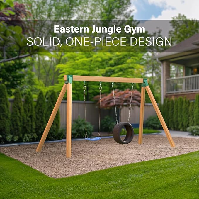 Heavy Duty Swing Sets Bracket Kit, Including 2 A-Frame Swing Set Brackets and 4 Swing Hangers, for Playground Equipment Mounting Parts, Porch, Yard (Green)