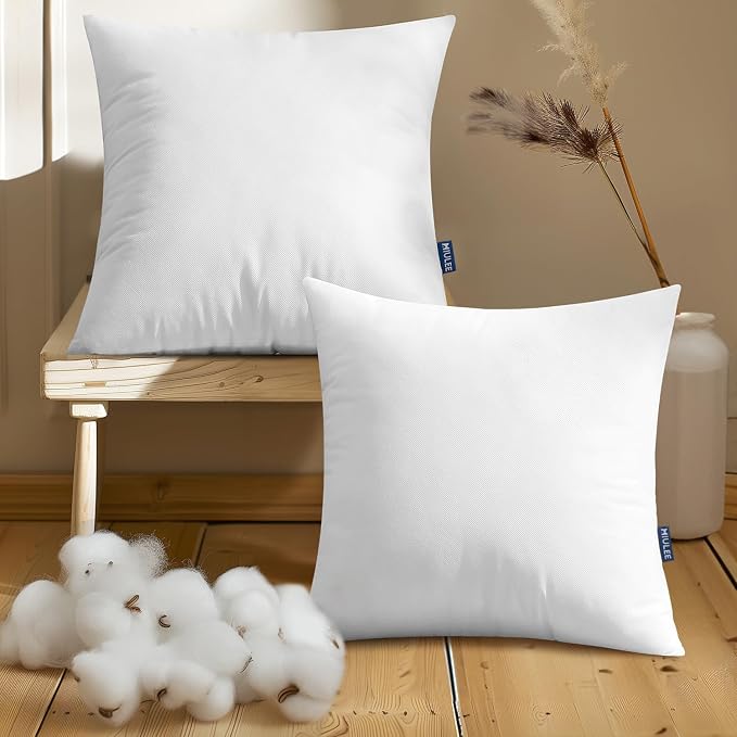 MIULEE Pillow Insert 18x18 Inch Set of 2, Decorative Throw Pillow Inserts | Premium Fluffy Pillow Forms Sham Stuffer for Sofa Couch Living Room