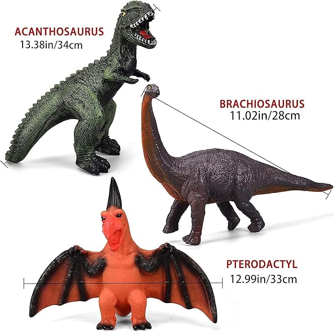 6 Piece Jumbo Dinosaur Toys for Kids 3-5 and Toddlers, Large Soft Dinosaur Toys for Lovers - Perfect Party Favors, Birthday Gifts