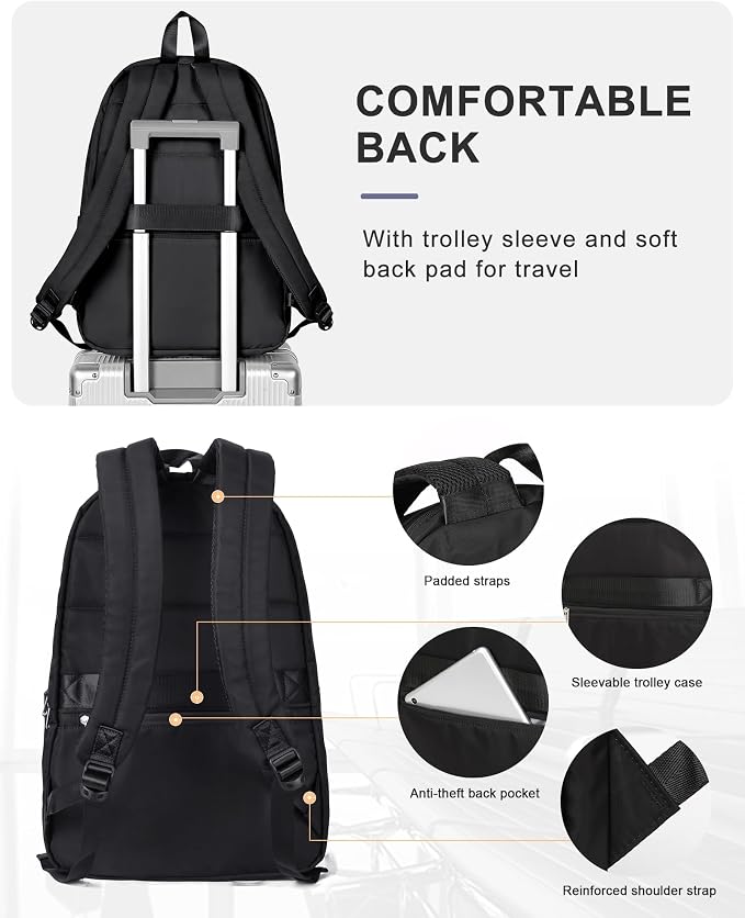 Sports Backpack for Men Women Work Commuter Causal Daypack Hiking Gym Workout Backpack with Shoes Compartment Water Reisistant Black