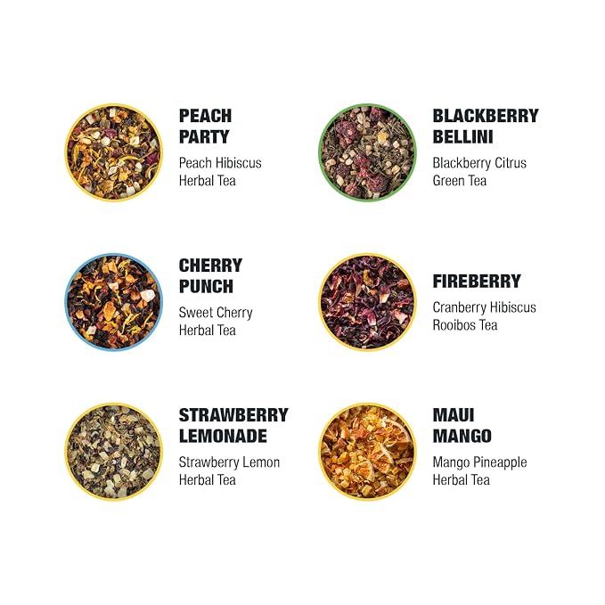 Tiesta Tea - Cold Brew Mocktail Faves Variety Pack, Loose Leaf Fruity Teas, Assorted Sample Set, Cold Brew Packets, Each Makes a 64oz Pitcher (Pack of 6)
