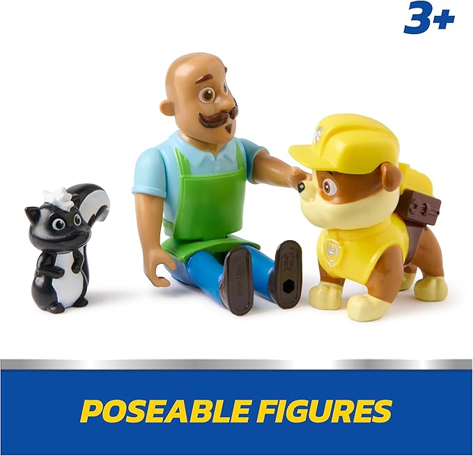 Paw Patrol Rubble & Mr. Porter Figure Pack with Skunk Toy Figure, Kids Toys for Boys & Girls Ages 3 and Up