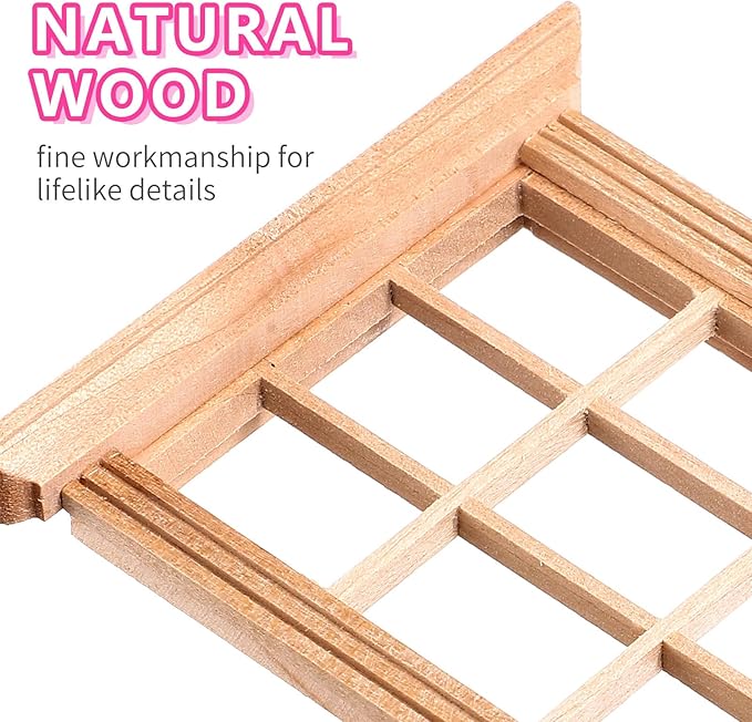 DOITOOL 8PCS Dollhouse Windows 1: 12 Scale Miniature Dollhouse Furniture Window Frame Model Dollhouse Furniture DIY Dollhouse Bedroom Accessories, 2.5 x 4.3inch
