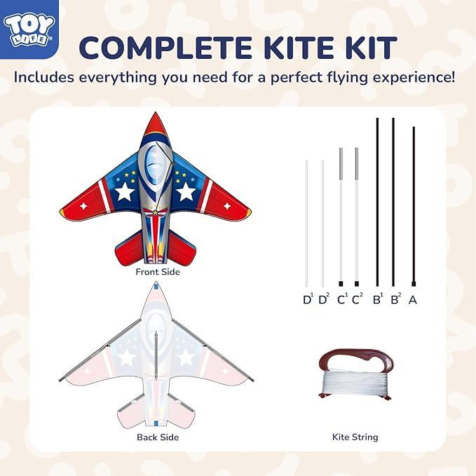 TOY Life 55.9'' Kites Easy to Fly for Kids Adults with 328.1 FT String, Beach Kite Outdoor Game Outside Toys Activity, Beach Toys for Kids, Gift for Boys Ages 4-8