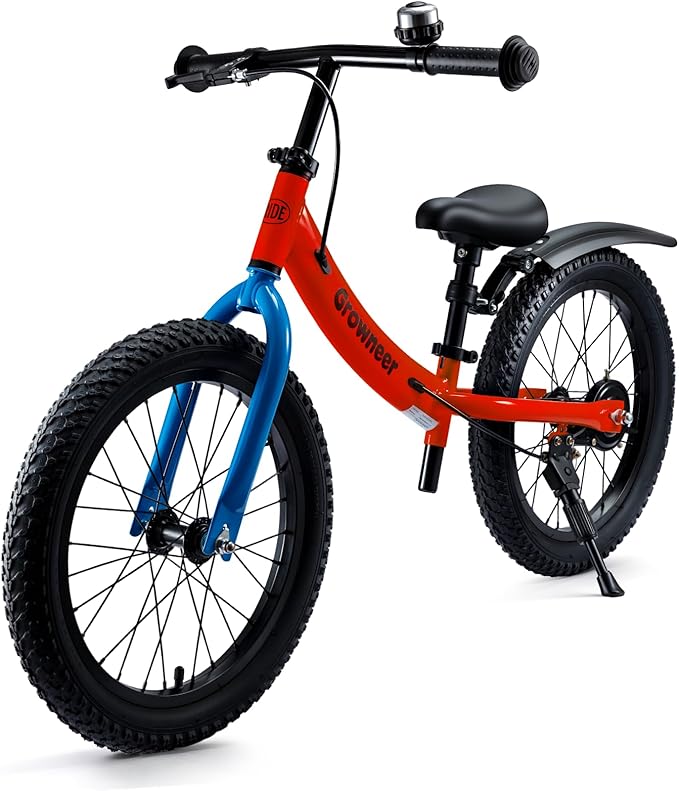 GROWNEER 16" Kids Balance Bike for 4-8 Year Old Boys Girls, Lightweight High Carbon Steel Frame Bicycle, Adjustable Padded Seat & Handlebars, Rear Brake, All-Terrain