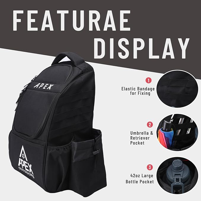 Disc Golf Bag, Large Disc Golf Backpack Holds Over 21 Discs, Durable & Lightweight with Multiple Storage Pockets