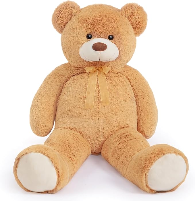 HollyHOME Giant Teddy Bear 4Ft Big Teddy Bear Stuffed Animal Birthday Valentines Day Plush Toy for Kids and Girlfriend 48 inch Tan