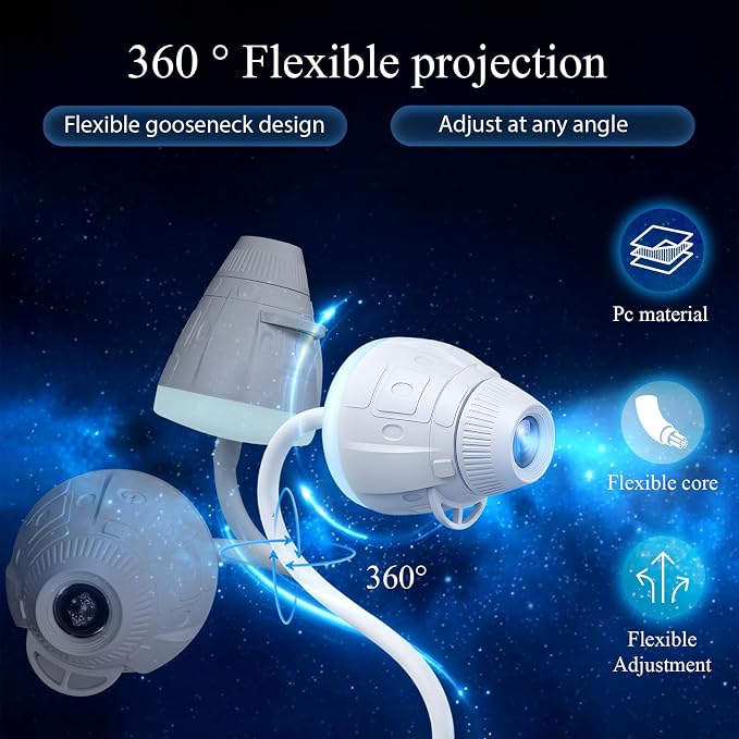 2-in-1 Galaxy Projector Night Light, USB Star Projector for Bedroom | 360° Adjustable Brightness Portable Galaxy Light Mini LED Wall Projection Lamp for Roof of Car & Tent Home Decor Gift,6 Films