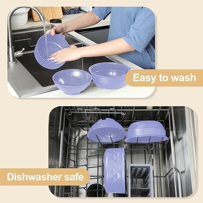 Microwave Ramen Cooker,Ramen Bowl Set,Microwave Noodle Bowl With Chopsticks and Spoon, College Dorm Room Essentials for Girls for Boys, Apartment Essentials, BPA-Free. (light purple)