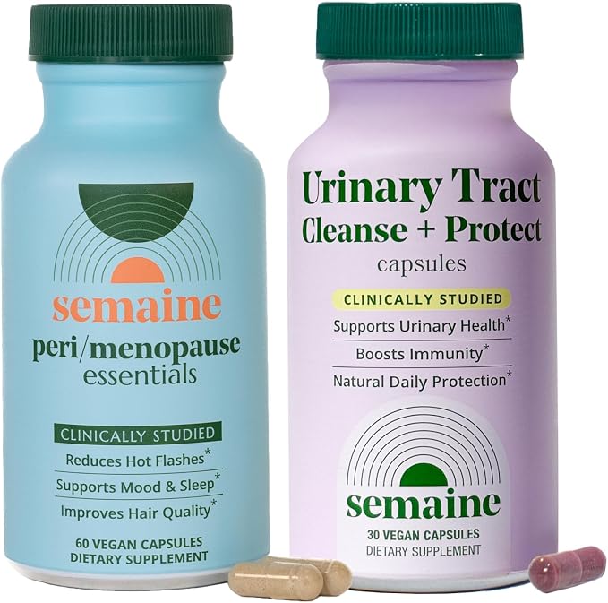 Semaine Peri/Menopause & Urinary Defense Bundle, Hot Flashes, Brain Fog, Sleep & Urinary Tract Health Support, Clinically-Studied Ingredients — 1 Month