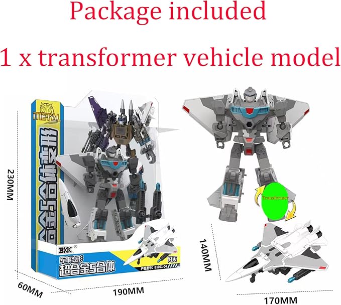Alloy Military Transformer Toy, Fighter Tank Model Deformation Robot Action Figures for Kids Boys Girls