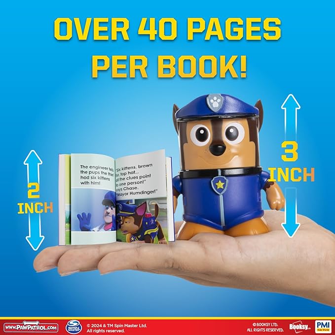 P.M.I. Booksy PAW Patrol Edition | 4-Pack Collectible Figures with Built-in Tiny Storybooks | Educational Toy Set for Kids | Officially Licensed by PAW Patrol (Assortment B)