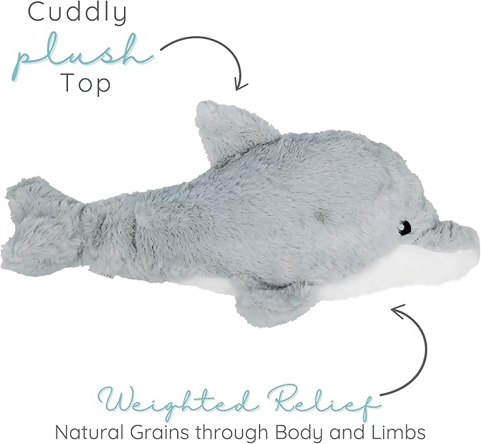 Warm Pals - Heatable Coolable Bedtime Comfort Plushie - Dolly Dolphin - 1.5lbs - Cozy Microwavable Lavender Scented Plush Toys - Heated Stuffed Animal