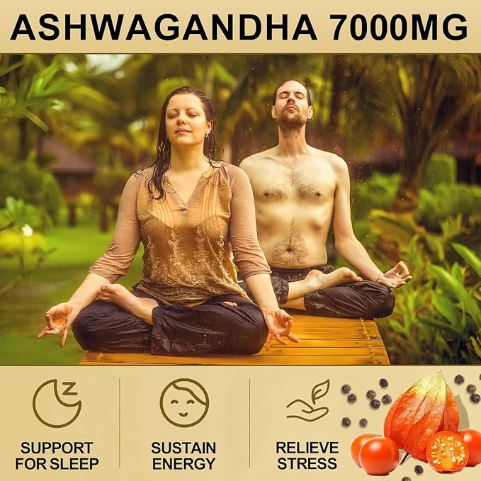Ashwagandha Capsules Supplements - Ashwagandha for Women & Man, 120 Capsules (60 Servings)