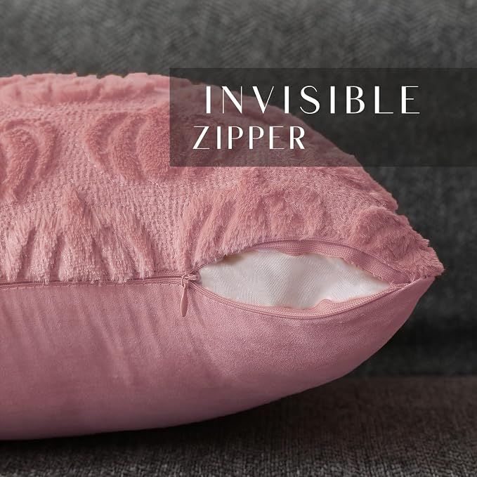 DFXSZ Fall Pillow Covers 20x20 2Pcs Pink Pumpkin Fall Decorations for Home | Fall decor Set of 2 Throw Pillow Cases Soft Plush Faux Fur Wool Couch Cushion for Chair Sofa Bedroom Living Room Home Decor