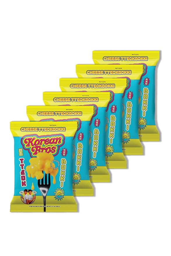 Korean Bros Cheese Tteokbokki (360g) Creamy Rice Cakes, 6 Pack | Korean Street-Style Snack or Meal, 2 Servings