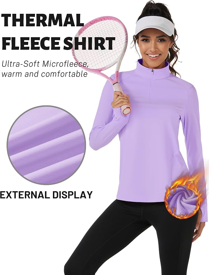 TACVASEN Women's Quarter Zip Sweatshirt Fleece Long Sleeve Workout Pullover | Lightweight Breathable Thermal Fabric,Mock Neck Design,Athletic Tops,Ideal for Gym Running Activities