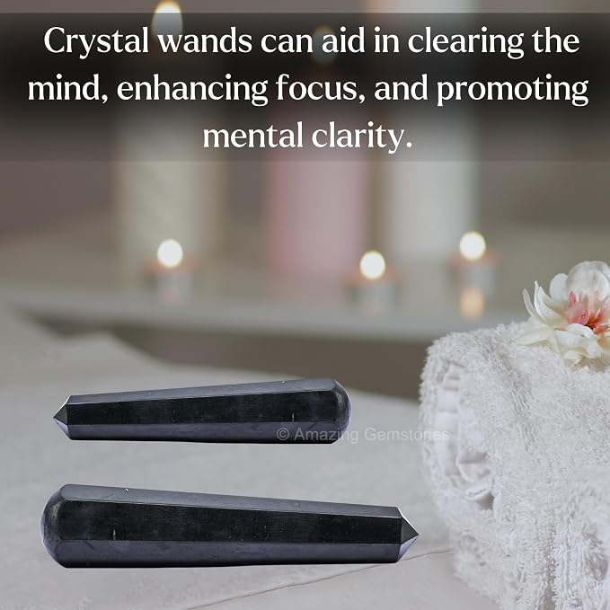 Amazing Gemstone Shungite Crystal Wand Massage Stick - Pelvic Wand Gua Sha for Adults - Crystals and Healing Stones Massage Wands for Adults Gifts (Pointed)