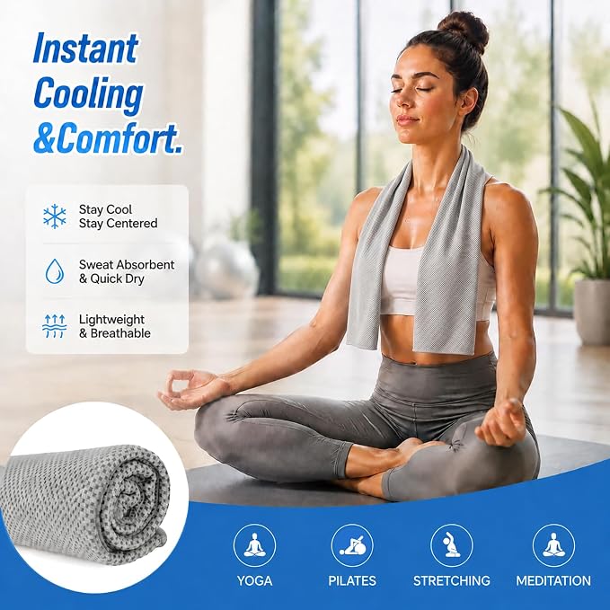 Amgico 8 Pack Cooling Towels 40"X12", Cooling Neck Wraps for Men and Women, Ice Towel, Soft Breathable Durable Towels for Yoga, Pilates, Tennis, Golf, Gym, Workout, Sports & More Activities