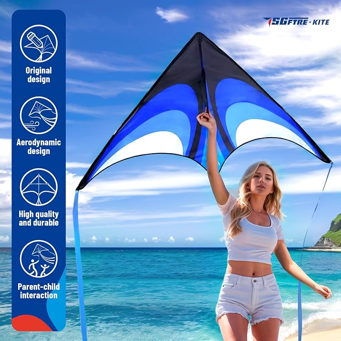 Delta Kite Set for Kids and Adults,Extremely Easy to Launch for Beginners, Perfect for Beaches and Parks,ites for Beach Trip Park Family Outdoor Games and Activities (Speed Triancle 3-Piece Set, 3)