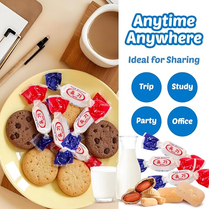 COELO Milk Yuga Candy 10.58oz(300g) | Korean Creamy Milk & Peanut Flavor Treats Hard Candy | Office Pantry Travel Camping Party | Sharable Size On-The-Go K-Food Individually Wrapped Korean Snack 유가맛캔디