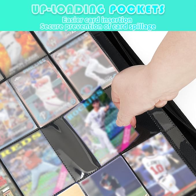Premium 1000+ Pockets Trading Card Binder, 16-Pocket Ringless Side-Loading Album for TCG, MTG, Lorcana, Sports & Standard-Size Cards