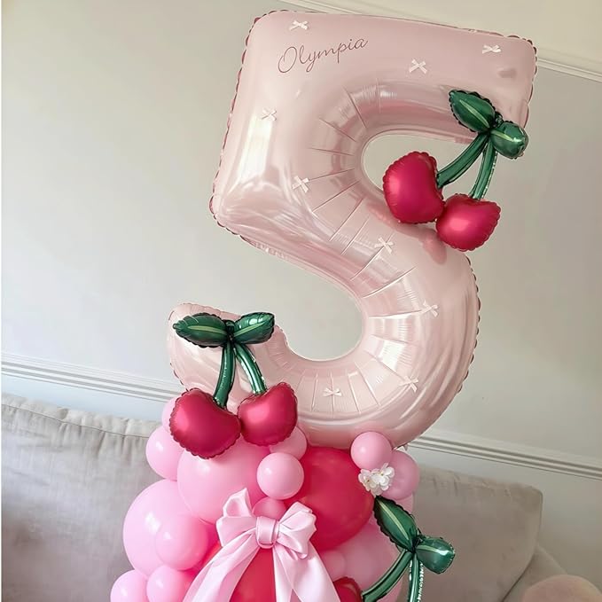 Foil 4 Balloon, Dusty Light Pink Big Number 4 Balloons for Girls Birthday Party Decor, 40'' Self Inflating Number Four Pastel Blush Baby Pink Balloon for Kids 4th Birthday Party Anniversary Decoration