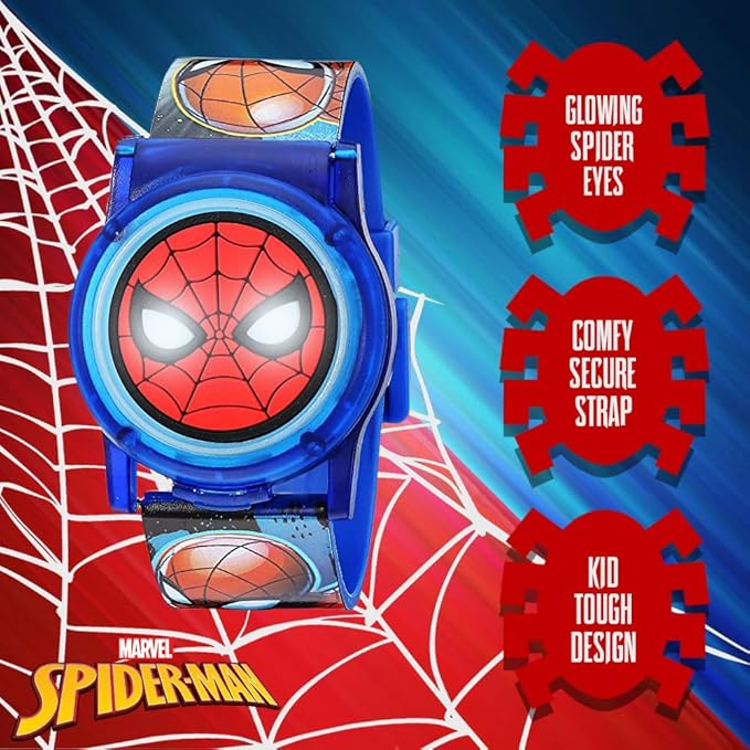 Marvel Spider-Man Kids Watches – Digital Display, Interactive Features, Adjustable Strap, Vibrant Spider-Man Graphics, Durable for Active Kids