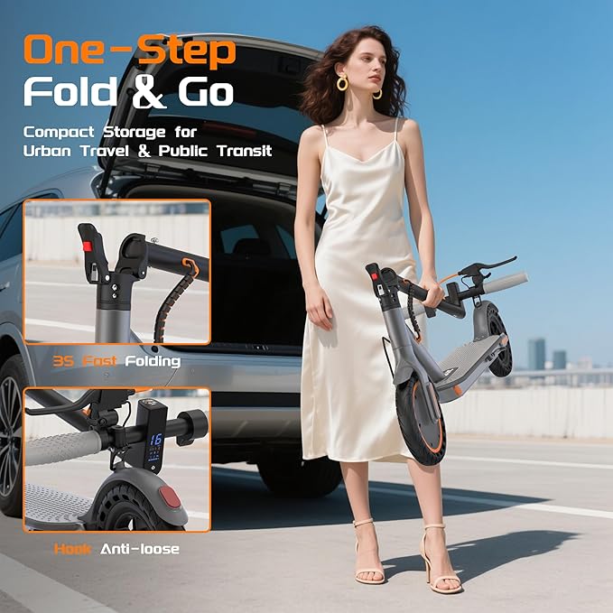 NAVIC Electric Scooter with Dual Suspension/Braking, 350W/500W Motor, 19/22 Mph,Max 22/25/27/49Miles Range, Foldable E Scooter for Adults with App