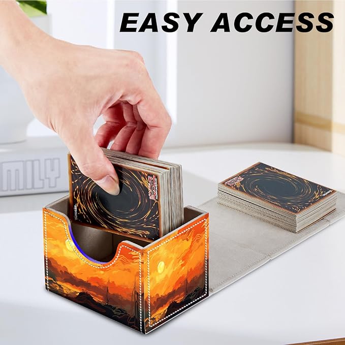 DEGDFSGR for TCG MTG Card Game Storage Box Organizer Trading Card Case Commander Deck Box Magnetic Closure Creative Pattern Up to 200 Cards, Sun Rising Up From The Sky