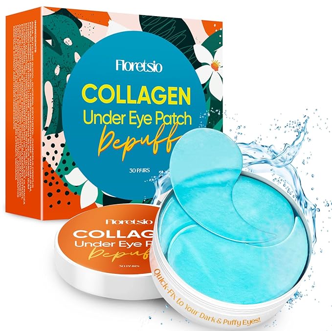 Under Eye Patches – 30 Pairs Hydrating Gel Masks with Collagen, Retinol & Albizia Bark | Helps Reduce Fine Lines, Wrinkles, Dark Circles, Puffiness & Eye Bags