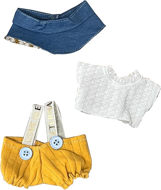 Doll Cloth Set for 17cm Dolls,Stylish Outfit Yellow Overalls Designer,Cute Cloth for Dress up Unique Style (Doll Not Included)