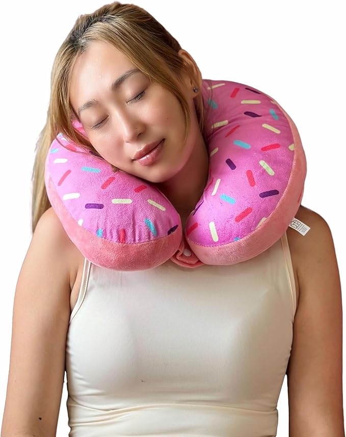 Donut Pillow for Ear Piercings - Comfortable Soft Ear Pillow for Side Sleeping - Reduces Ear Discomfort - Fun Decor, Stuffed Cushion and Toy, 14 Inches (Pink Blush)
