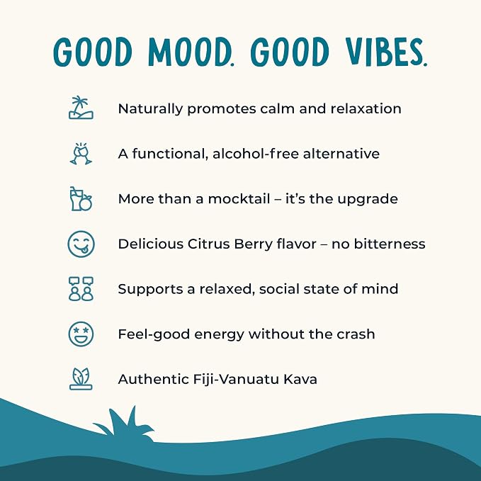 Kava Drink Mix Packets - 15 Pack Premium Kava Extract Powder Drink Mix, Alcohol Alternative Social Beverage, Alcohol Alternatives with a Buzz, Citrus Berry Flavor, Non Alcoholic Support, Calm Support