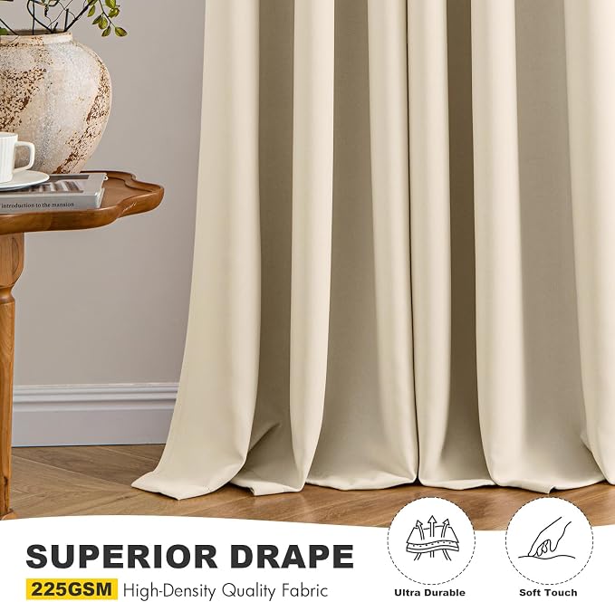 MIULEE Blackout Curtains for Bedroom 2 Panels 29 x 40 Inch Long Cream Beige | Thermal Insulated, Living Room Darkening Grommet Drapes, Noise Reducing, Light Blocking Window Treatments
