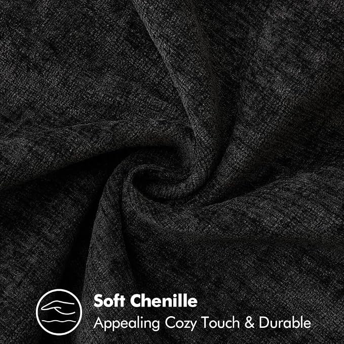MIULEE Decorative Couch Throw Pillow Covers 20x20 Inch Black 2 Pack | Halloween Farmhouse Pillow Covers with Stitched Edge, Soft Chenille Cushion Cases, for Sofa Bed Living Room Home Decor