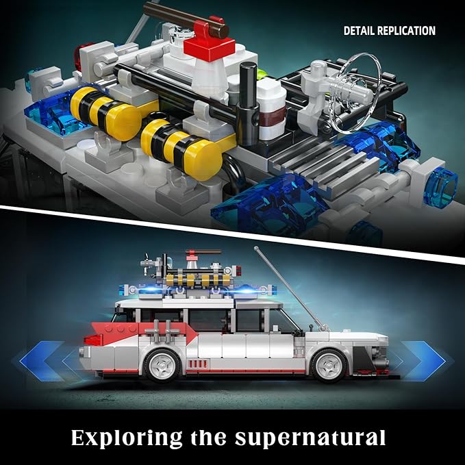 Mould King 10021 Ghost Car ECTO-1 Building Blocks Kit for Adults, Creative Christmas Birthday Gift for Ghost Bus Movie Fans, Highly Detailed Replica Model for Collectors