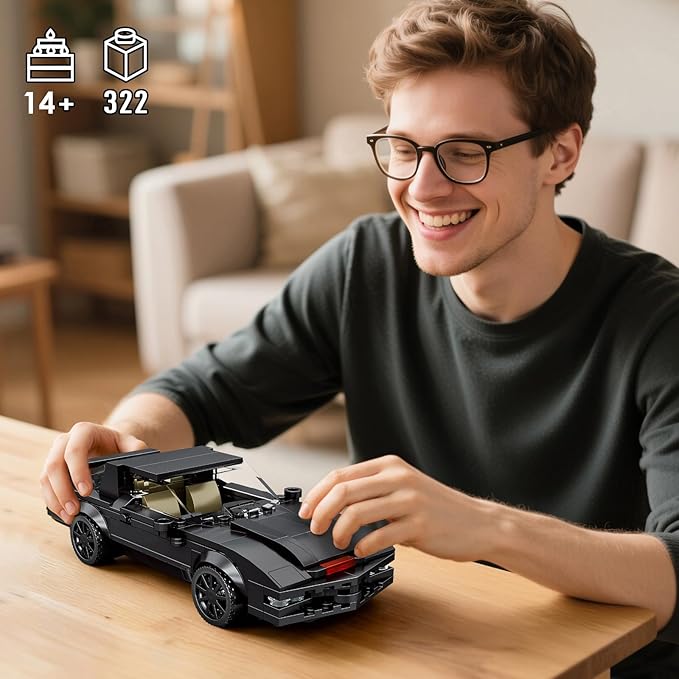 HIGH GODO Car Building Set, Vintage Racing Car Decor Model Kit, Cool Sports Cars Toys Gifts for Adults Teens Age 14+ (332 Pieces)