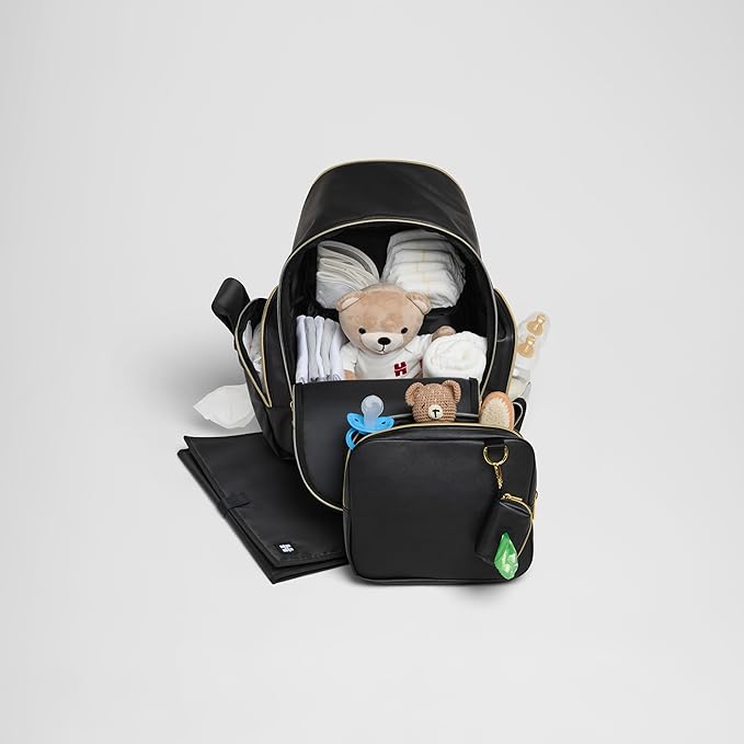 HUGGIES Unisex-adult Signature Hug Pack Diaper Backpack, Black Leather, One Size
