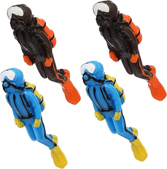 4Pcs Scuba Diver Figurines Action Figure Diorama Model Swimmers Figurines for Miniature Sand Table Ocean Party Sea Cake Aquarium Decor