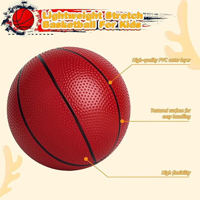 4pcs Mini Basketballs - 6 Inch Portable Rubber Balls for Toddlers with Pump, Suitable or Boys and Girls to Play Indoor and Outdoor, a Special Sports Gift for Toddlers Aged 3 Years Old and Above